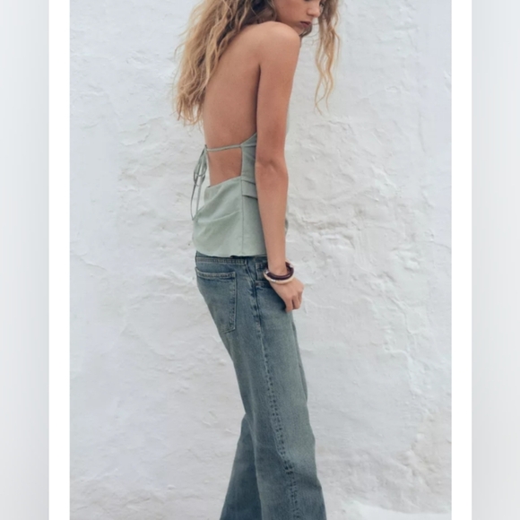 Zara Sage Green Crop Top - Picture 3 of 8